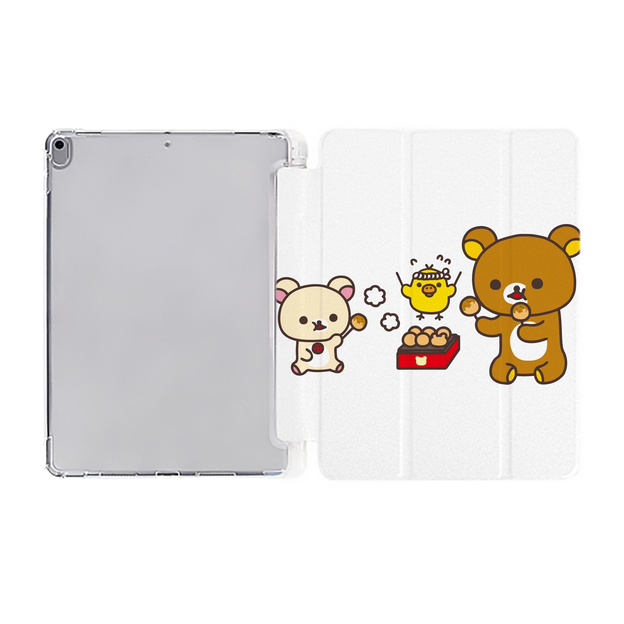 （画像用） リラックマ リラックマ キイロイトリ Rilakkuma Korilakkuma Kiiroitori IPad ケース ペン収納付き 三つ折りスタンド PUレザー×シリコン 対応機種9.5/10.5/10.9インチ